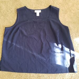 Susan Graver Style Navy Sleeveless Square Neck Business Blouse Tank New 2X